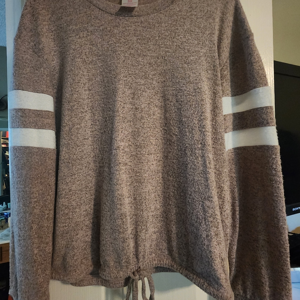 Time and Tru Women's Pink Sweater with White Stripes